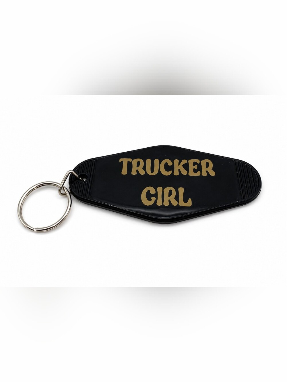 Trucker Girl Retro Motel Keyring Black Gold